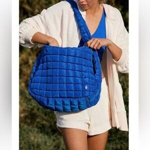 NWT RARE COLOR free people movement Quilted Carryall Bag in Lapis Blue